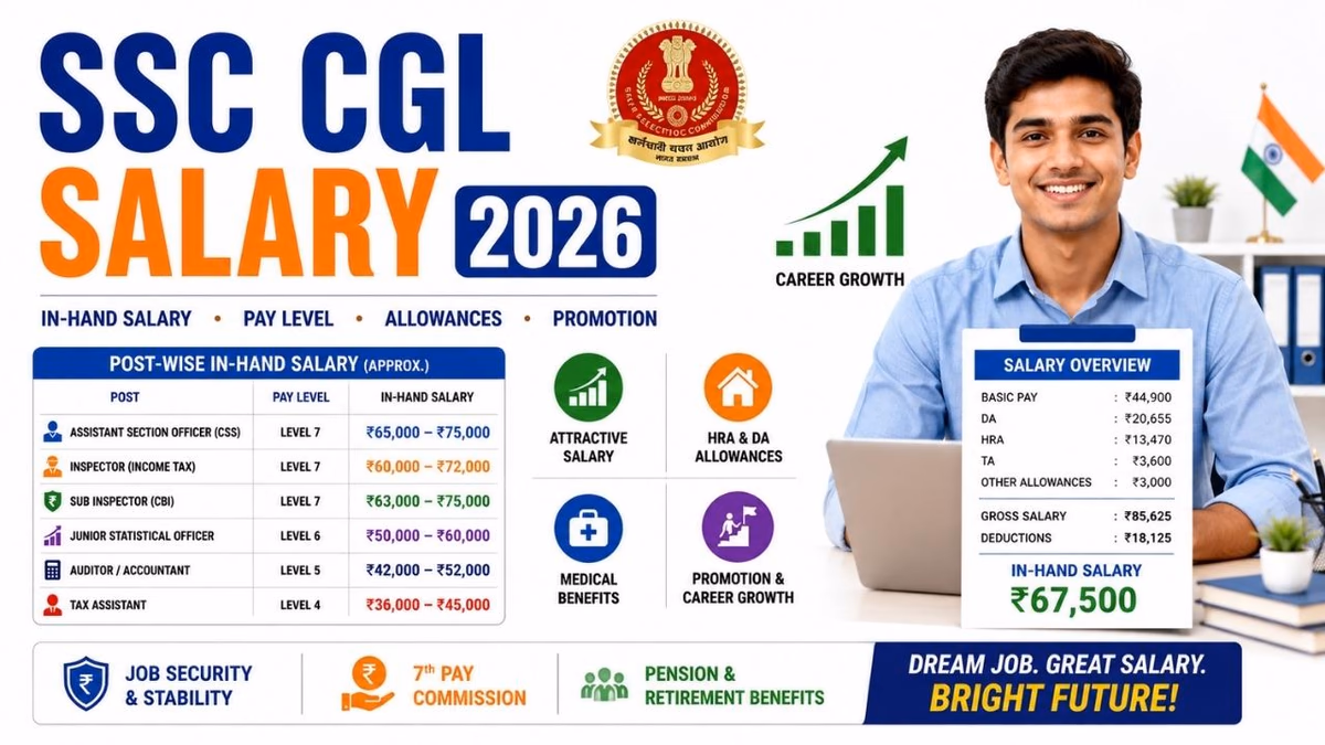SSC CGL Salary 2026: Post-wise Salary, In-Hand Salary, Pay Level, Perks & Career Growth